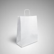 200 sacs kraft blanc poignes torsades 46+14x50 cm