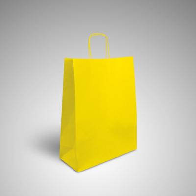 200 sacs kraft jaune poignées torsadées 35+14x44 cm